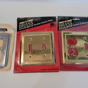 vtg 1990s wall plate covers, 3 options // choose brass or chrome; outlet plug or light switch