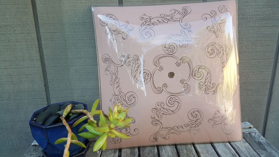 Vintage Square Glass Ceiling Light Fixture Cover Light Pink 13 25 Inch Square