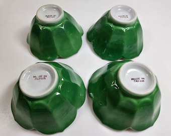 vtg 4-piece Japanese porcelain lotus bowls, jade green // 4.5 x 2.25 inches