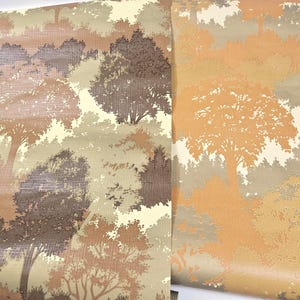 choose your vtg roll vinyl coated wallpaper - orange or brown trees // 21 inches wide x unknown length (large rolls)