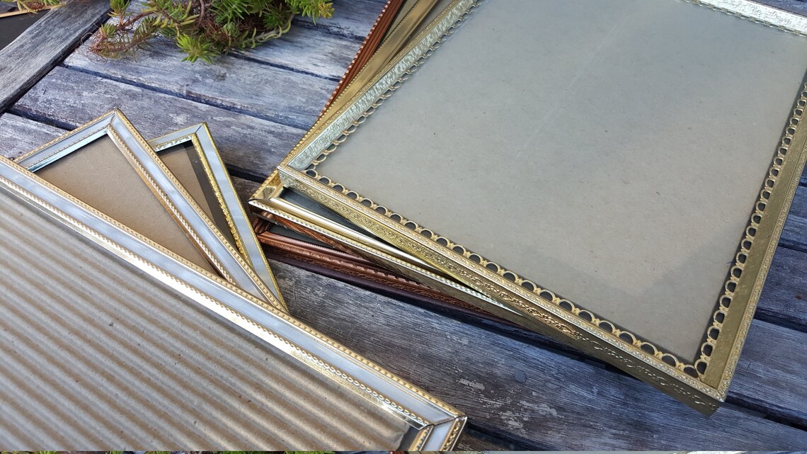 Set of 8 x 10 inch vintage metal picture frames 2 or 3 piece Etsy