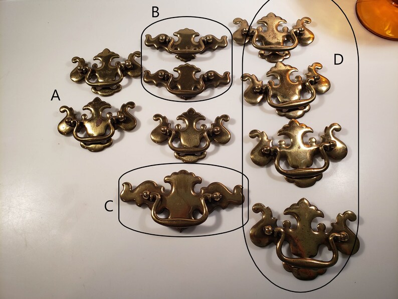 Vintage Chippendale Antique Brass Batwing Drawer Pulls 4 Etsy