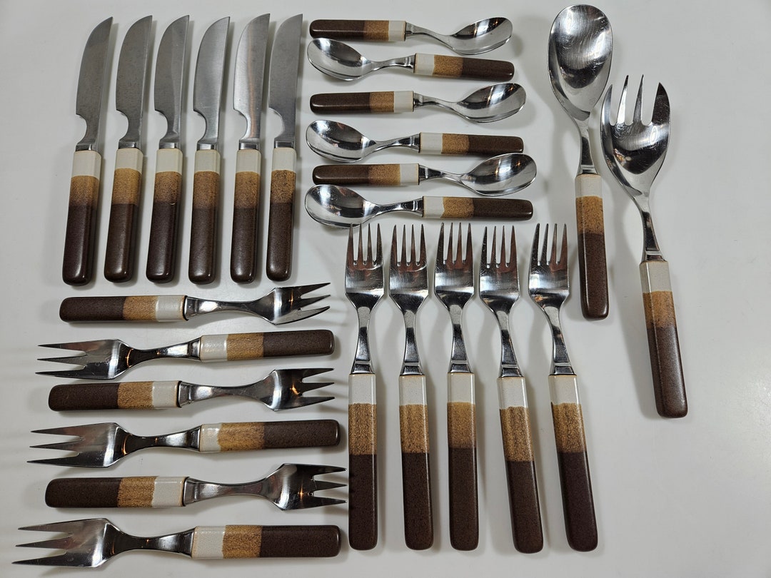 25 Piece Vtg Denby Silverware, Ceramic and Stainless // Touchstone