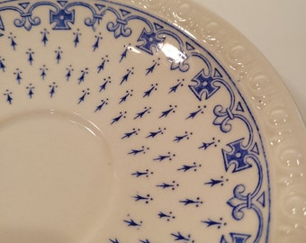 2 or 5 piece vtg Small Plates, Ermine by Spode England, blue fleur de lis centurion // 6 inch diameter saucers // egg and tongue edge