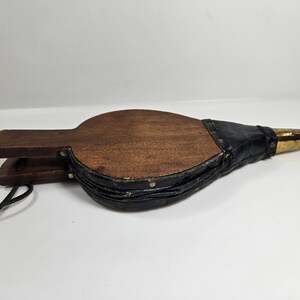 small vtg Fireplace Bellows // Fire Blow, Wood & Leather, Brass Tacks and Nozzle