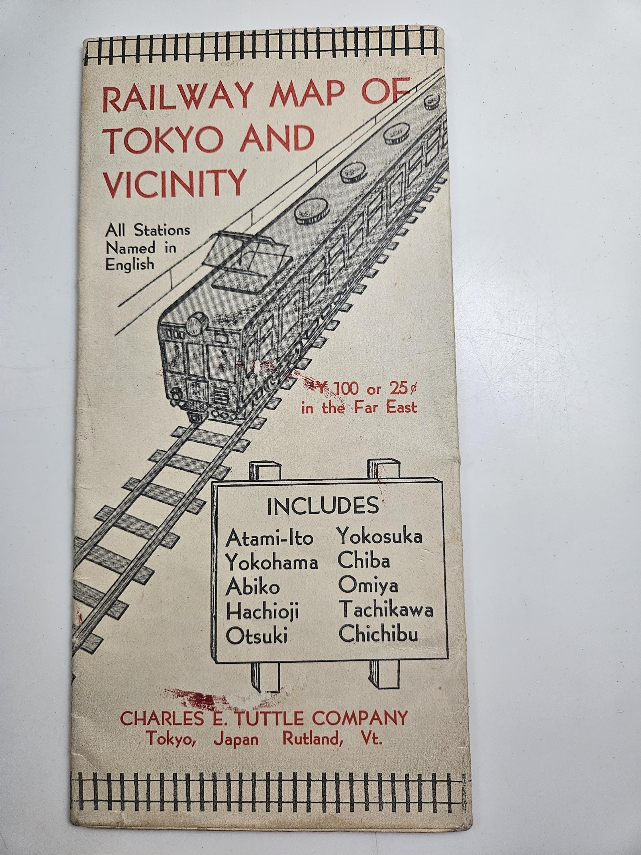 1955 Map - Railway of Tokyo and Vicinity, English Version // 25 X
