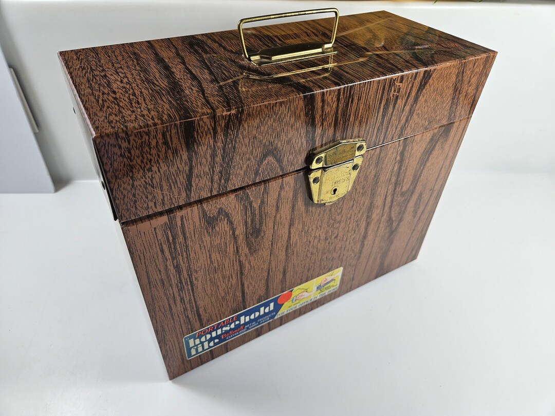 Vtg Metal Box, Faux Wood Pattern // 12.5 X 10.25 X 5.5 Inches ...