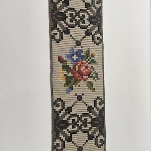 vtg Embroidered Scandinavian Wall Hanging, 45 inches total length including metal hangers