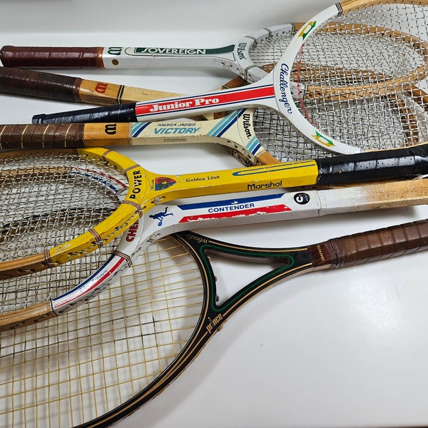 pick a vtg Wood Tennis Racquet, several choices // retro Wood Rackets Sports Decor