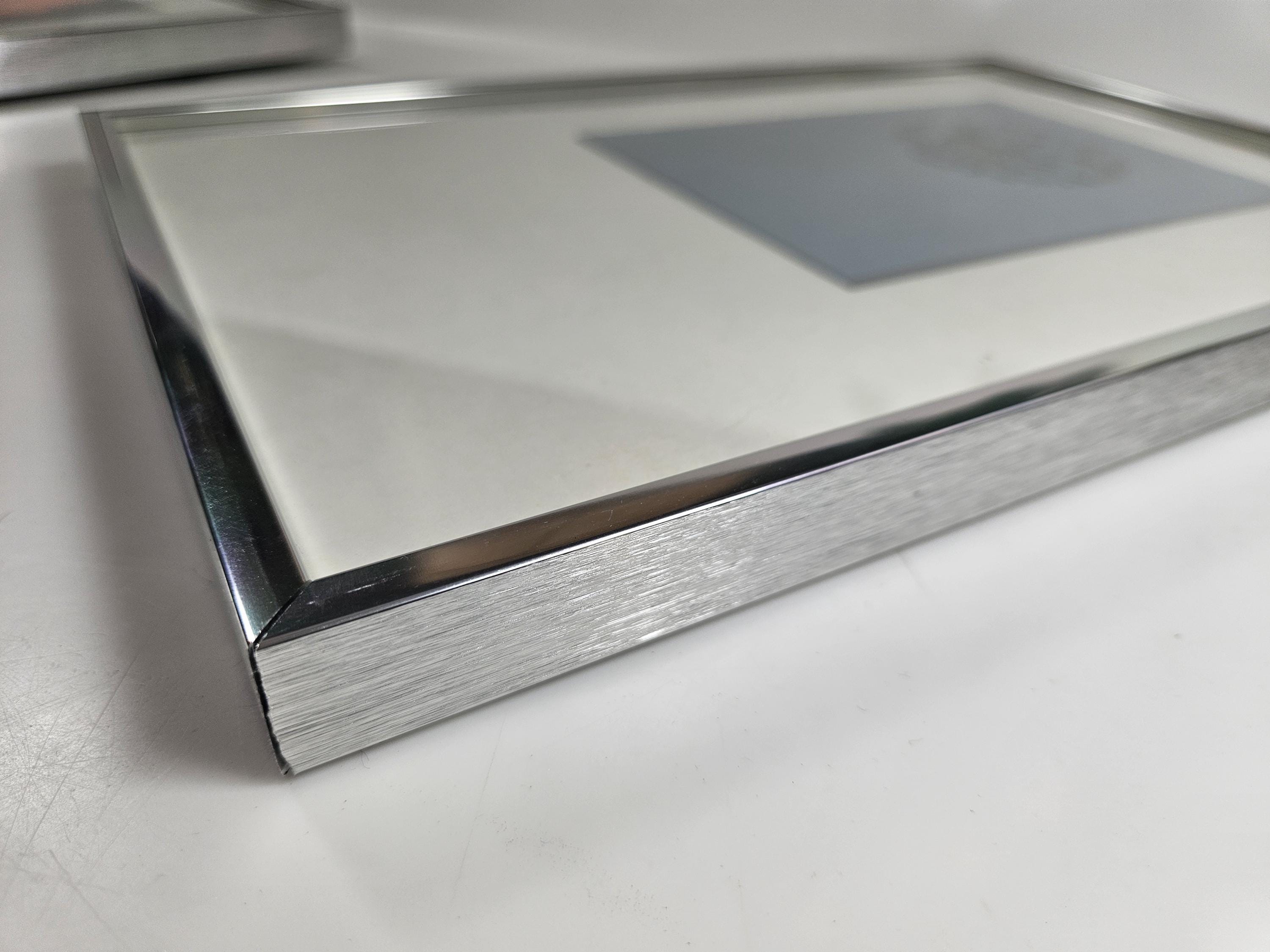 vtg silver metal frame, choose your size // ready to hang either direction // glass front // gently used