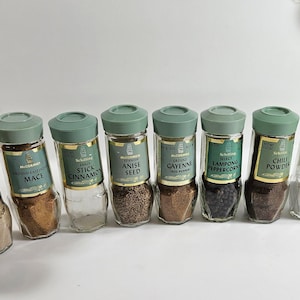for choice vtg glass spice jar, many options // Schilling McCormick jars, 4.5 inches tall