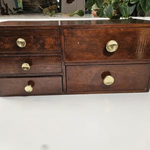 beautiful old handmade Wood 5-drawer unit, 22.5 x 10 x 9 inches // Worn-out Distressed Rustic