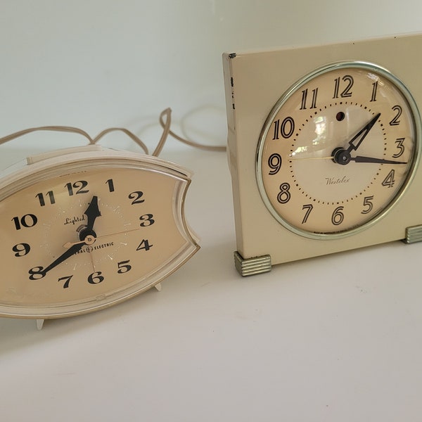 vintage mid century electric clocks, 2 choices // GE working, Westclox not working