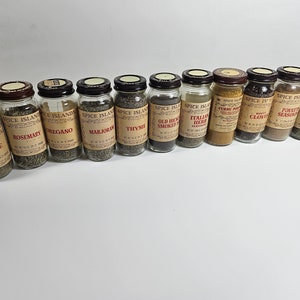 choose your vtg Spice Island glass spice jars, many options