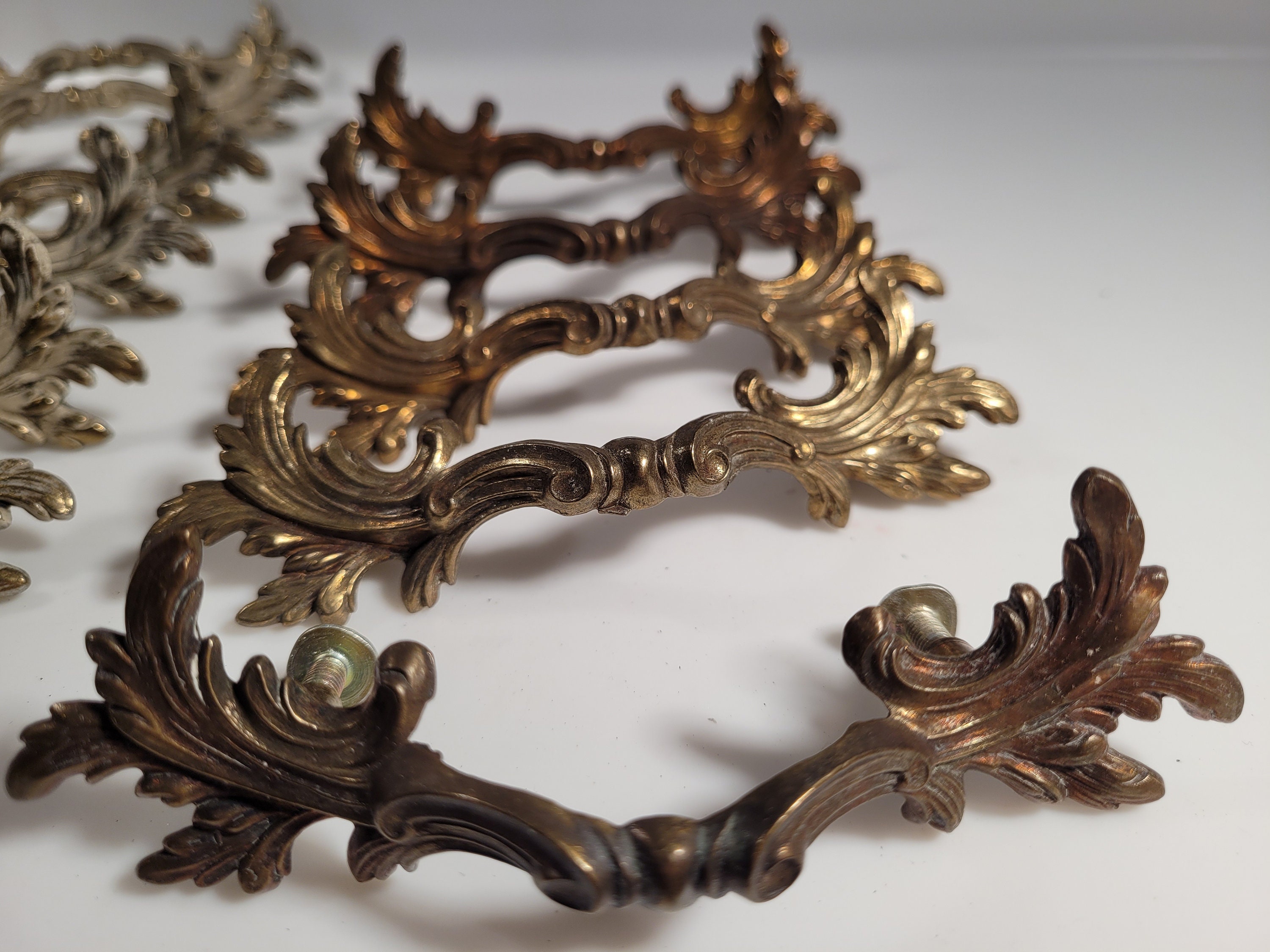 Antique Brass Fancy Scroll Drawer Pulls 3 Options // 2.5 Etsy