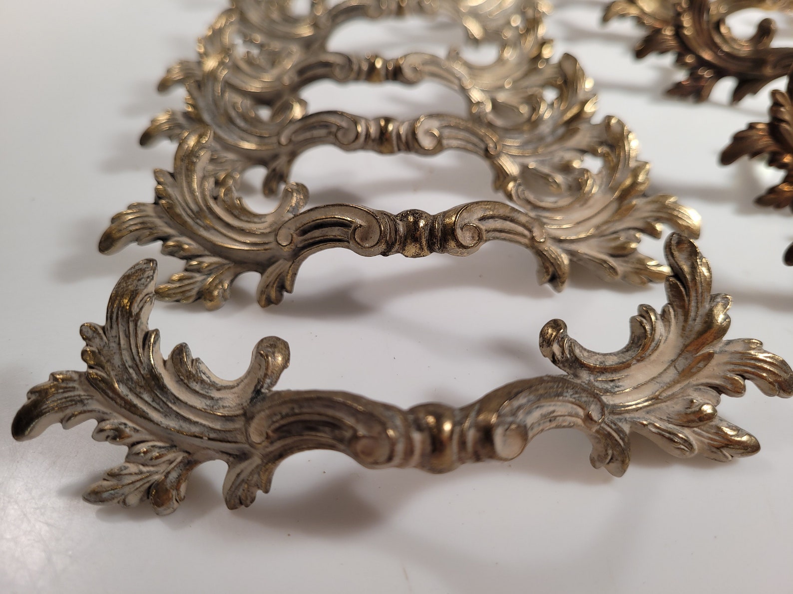 Antique Brass Fancy Scroll Drawer Pulls 3 Options // 2.5 Etsy