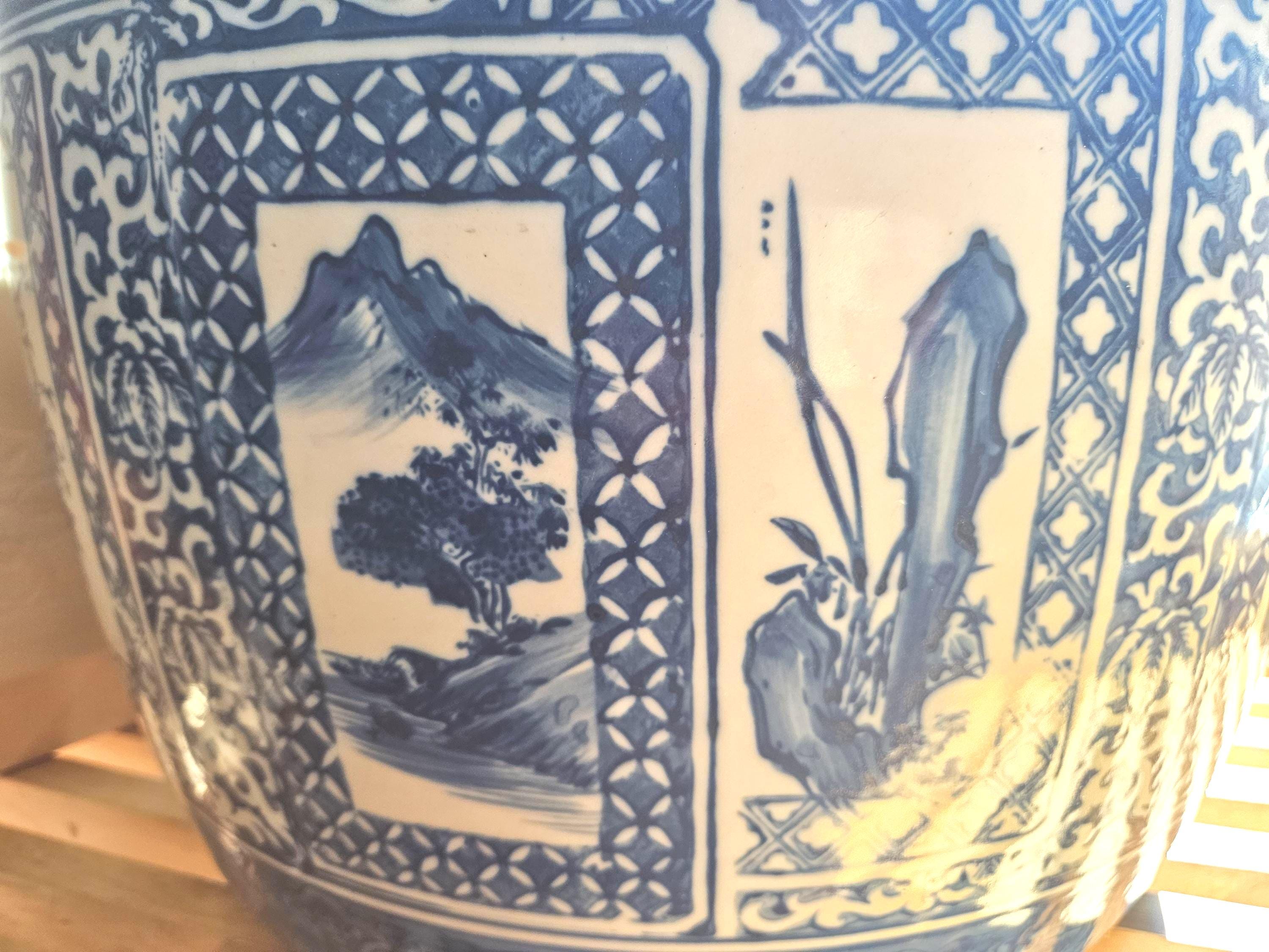 Japanese Blue and White Ceramic Hibachi - Etsy