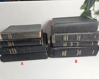 choose your stack of 4 vtg Bibles, black covers