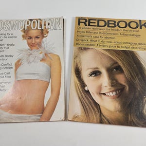Two 1960s women&#39;s magazines, Cosmopolitan 1968 + Redbook 1967
