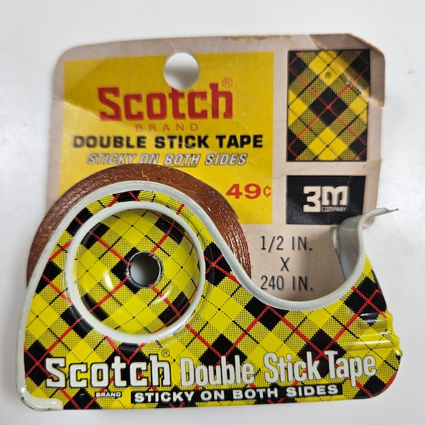 vtg metal Scotch Tape, unused roll // double stick tape