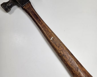 vtg tarnished and rustic hammer, 13 inches long // wood and metal