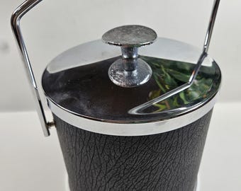 vintage black and chrome ice bucket by Serv Master Creations
