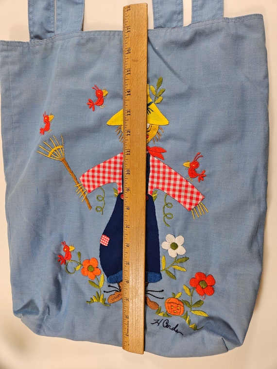 vtg handmade Scarecrow cloth bag - image 6