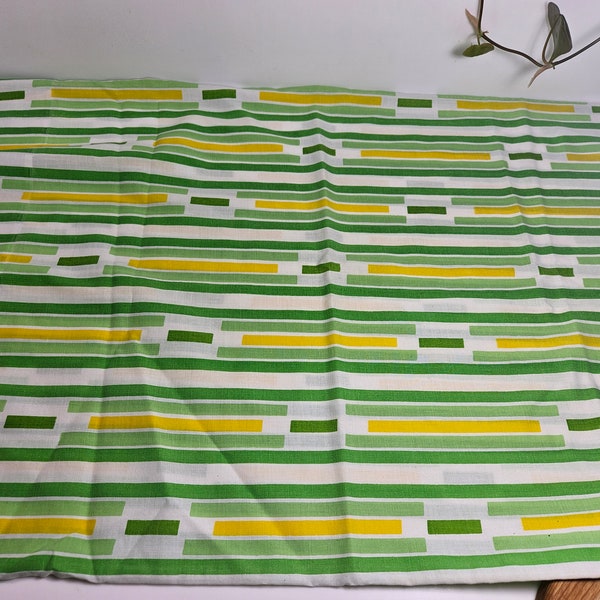 vtg 70s pillowcase, green and yellow stripe // JC Penney // standard size