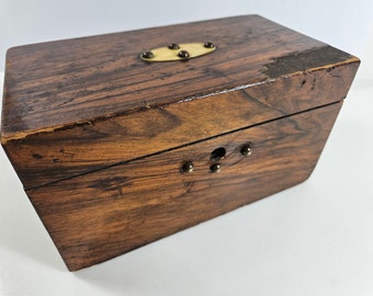 Very rustic and tarnished vtg treasure box // 8 x 4.5 x 4.5 inches