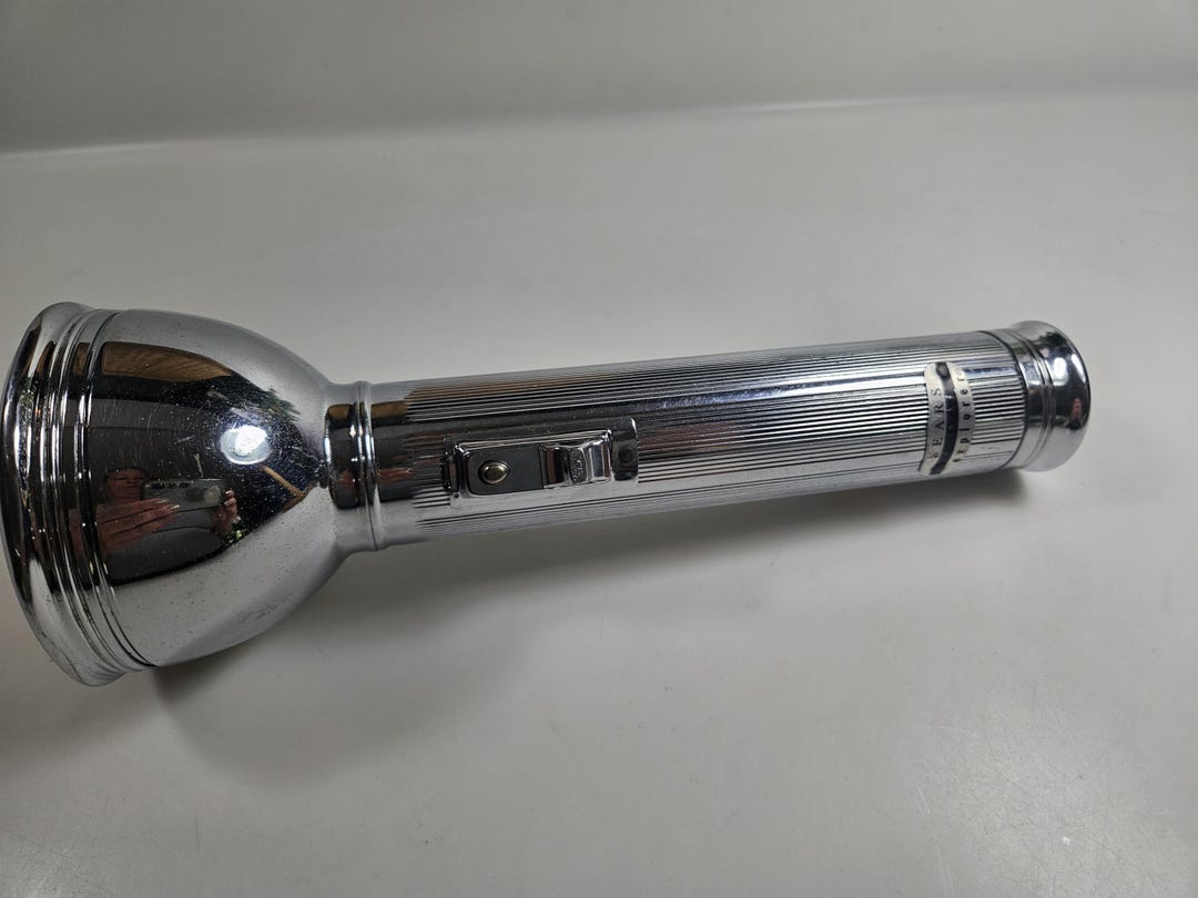 Vtg Sears 'explorer' Metal Flashlight // 9.75 Inches Tall // Not ...