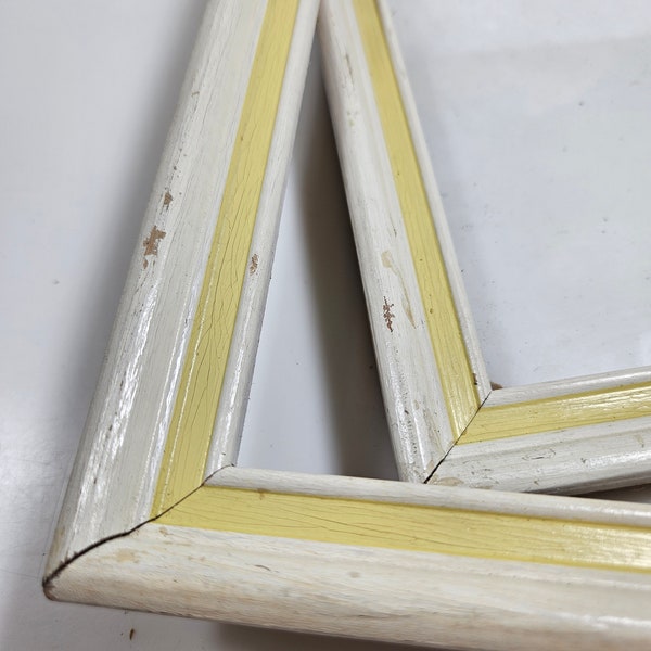 individual vtg 8x10 painted distressed patina solid wood frame // pale yellow, off-white // choose glass or without