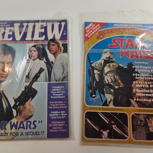 2 vtg 1977 Star Wars magazines - Science & Fantasy Film Classics Winter 1977 and Preview magazine Sept 1977 // sold as set