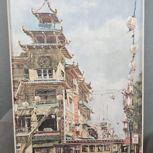 vtg framed print of San Francisco Chinatown by Don Davey // 16.75 x 12.75 inches