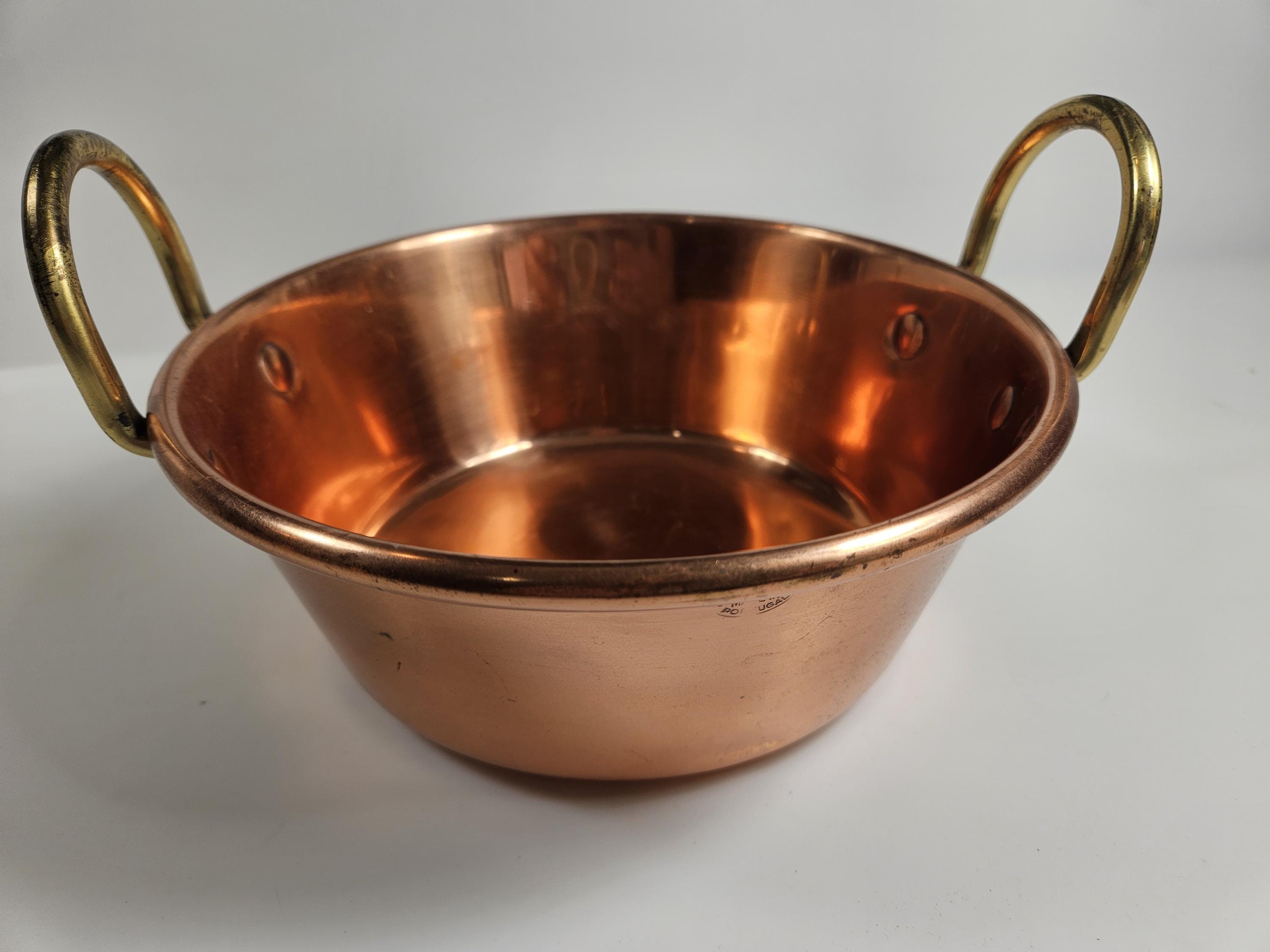 ○鍋 銅製 ポルトガル製 TAPIOL タピオル ヴィンテージ Vtg Copper Bowl or Pot With 2 Brass Handles // Tapiol, Made in