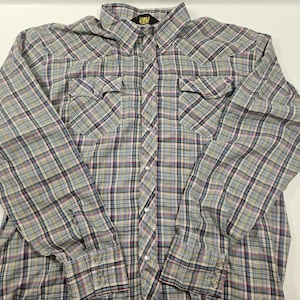 XL vtg 70s-80s Western Pearl Snap Shirt, form fitting, long sleeve // BJ-R Authentic Western Wear brand
