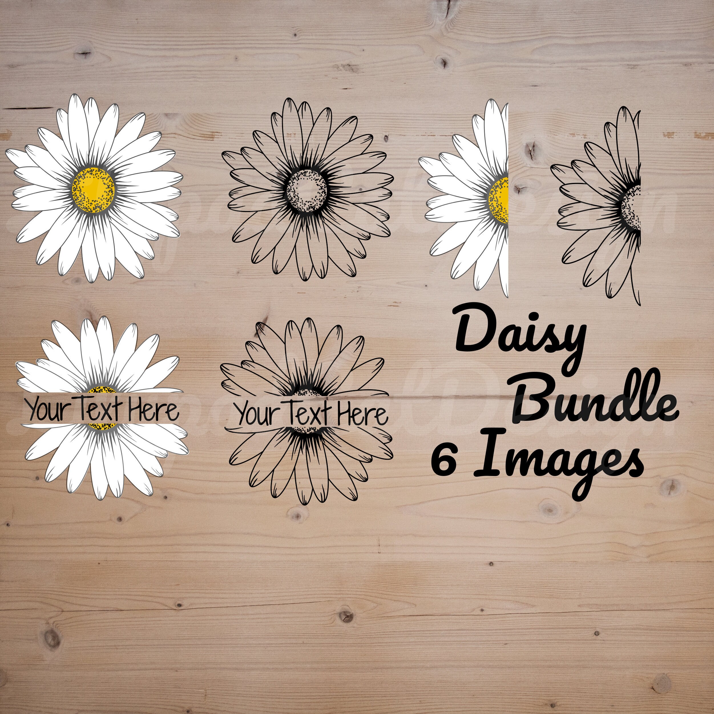 Download Daisy Bundle SVG daisy svg 6 IMAGES INCLUDED half daisy | Etsy