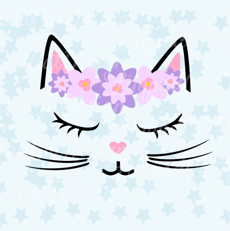 Download Cat Eyelashes SVG cat flower crown svg eyelashes svg cute | Etsy