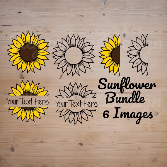 Download Sunflower Bundle Svg Sunflower Svg 6 Images Included Half Etsy