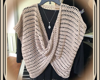 The Twist - PATTERN ONLY - hand crocheted - oversized, twisted front top - beautiful, spring/summer top, wrap shawl, light and airy, sweater