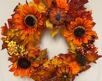 Autumn celebration wreath, 15in autumn fall wreath