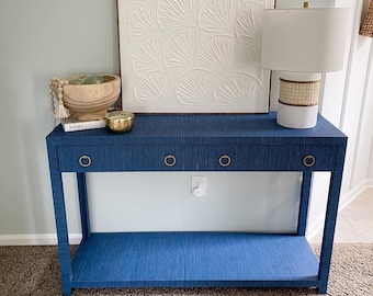 Hand Wrapped Grasscloth Console Table: Custom Entryway Furniture