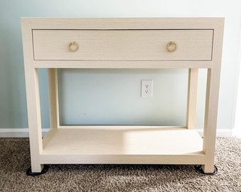 Linen Console Table, Entryway Table, Modern Coastal, Grand Millennial, Custom Table, Parsons Table, Faux Grasscloth Console