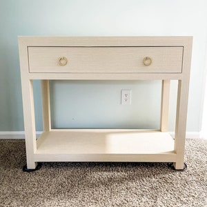 Linen Console Table, Entryway Table, Modern Coastal, Grand Millennial, Custom Table, Parsons Table, Faux Grasscloth Console