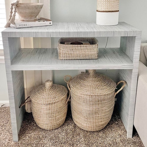 Grasscloth Console Table Entryway Table Modern Coastal - Etsy
