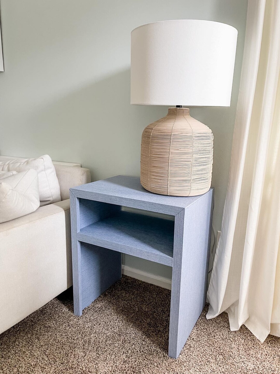 Grasscloth End Table, Side Table, Modern Coastal, Grand Millennial, Custom Table, Raffia Table