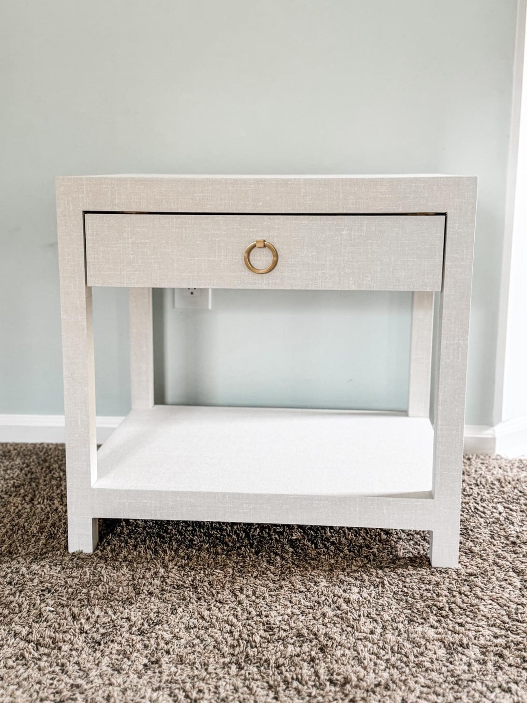 Modern Coastal Grasscloth Nightstand, Raffia Table, Coastal Living Room ...