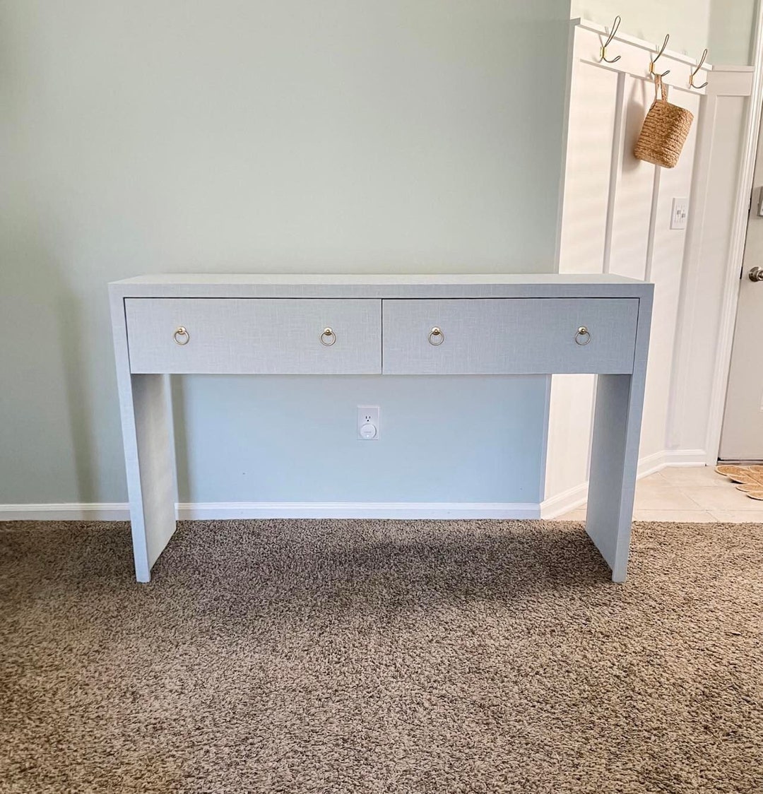 Faux Grasscloth Console Table, Entryway Table, Modern Coastal, Grand ...