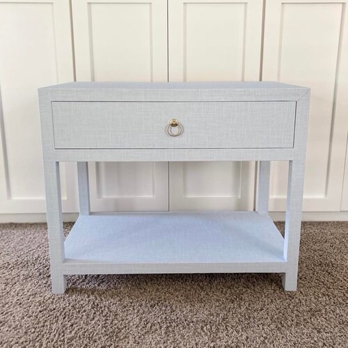 Grasscloth Side Table End Table Nightstand Bedside Table Etsy