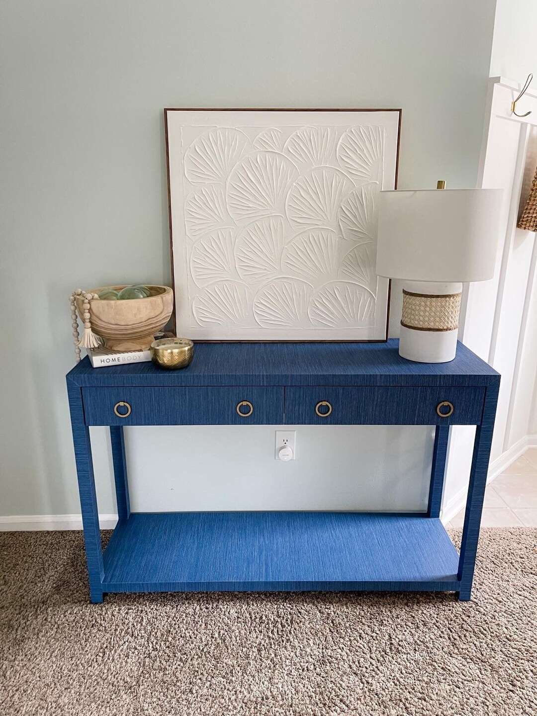 Grasscloth Console Table, Entryway Table, Modern Coastal, Grand ...
