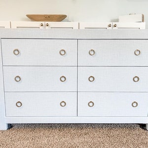 Custom Beach Grasscloth Dresser: Modern Coastal Bedroom Furniture
